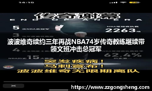 波波维奇续约三年再战NBA74岁传奇教练继续带领文班冲击总冠军